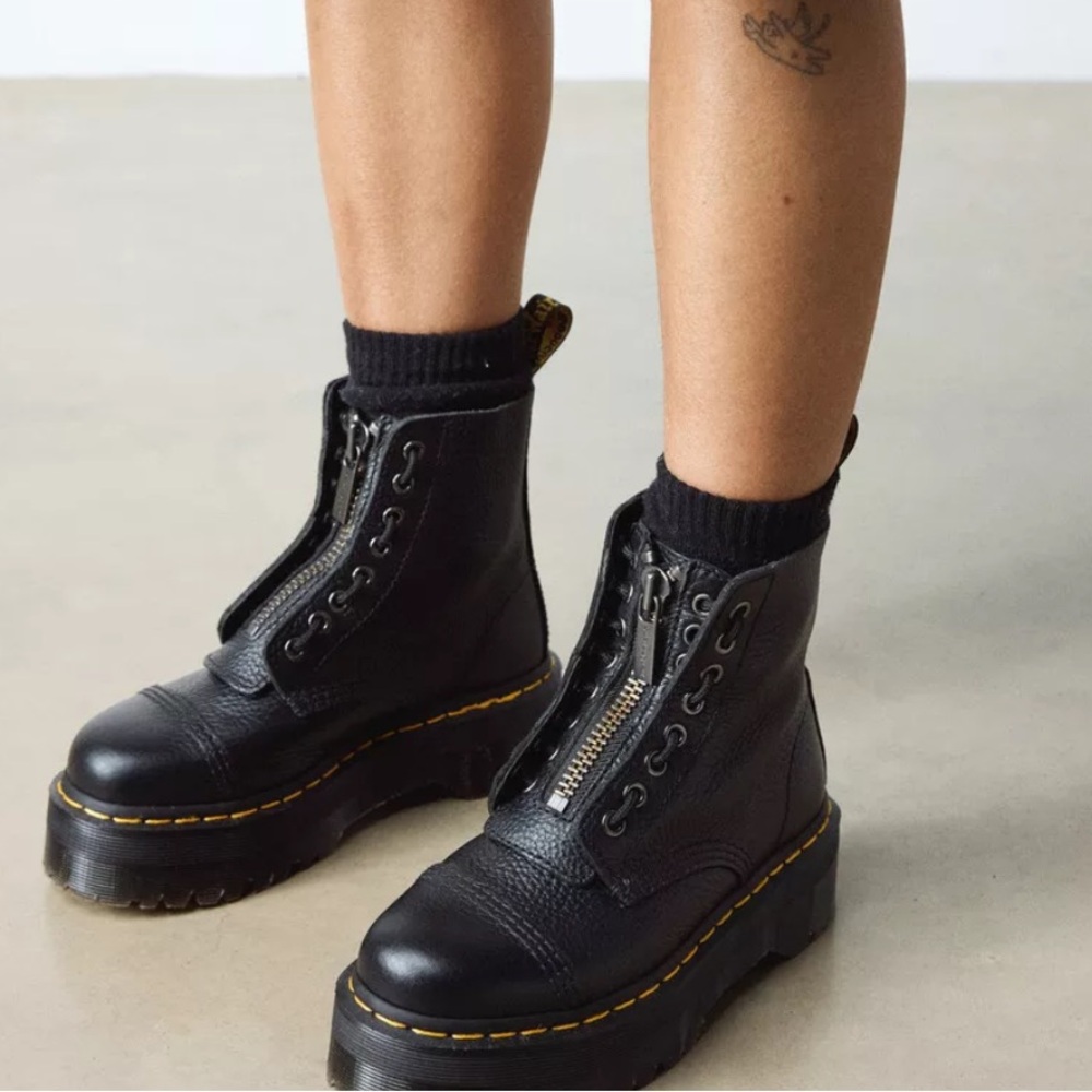 Dr. Marten Milled Nappa Leather Platform Boots